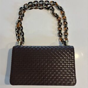 Chocolate Brown Woven Shoulder Bag